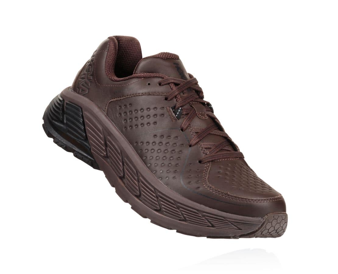 Hoka One One Gaviota Leather Philippines - Mens Wide Running Shoes - Coffee / Black | ZY2107943